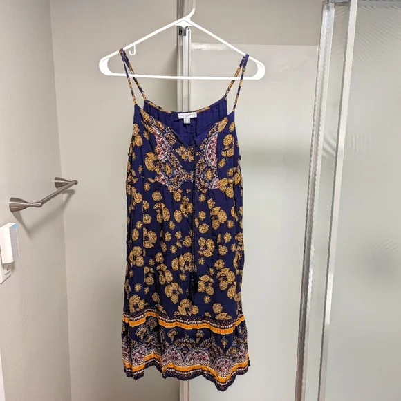 Carolina Belle Montreal Floral Sleeveless Dress Size 8 Navy Yellow - Picture 1 of 12